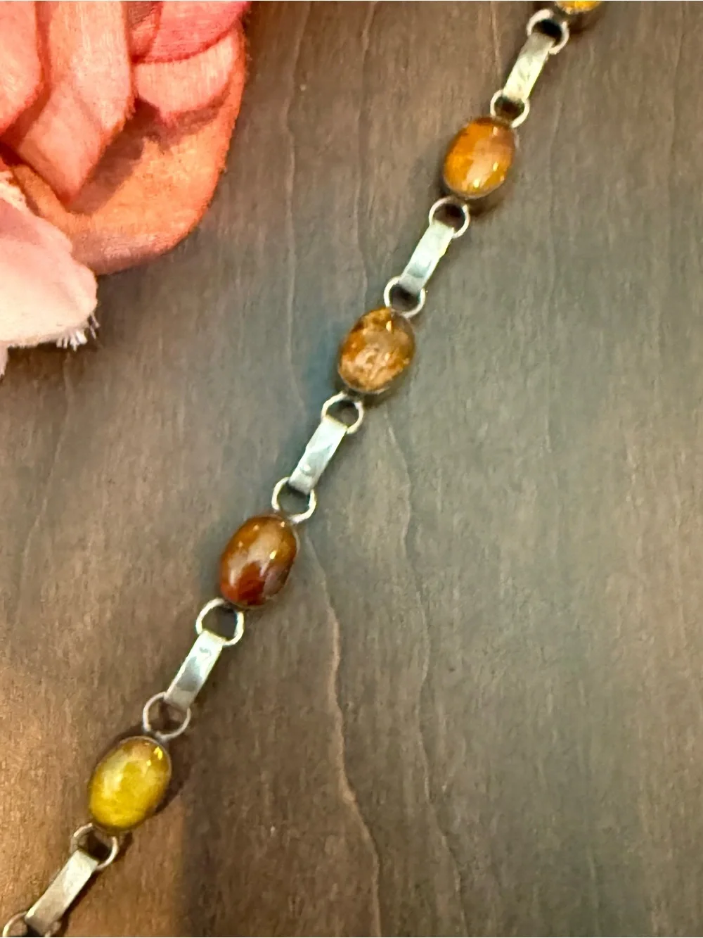 Larimar/Amber Artisan Handmade Dominican Sterling Silver Happy Hour Bracelet - Picture 9 of 15